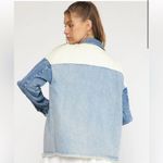Boutique Women’s S Patch Together Denim‎ Trucker Jacket Blue Acid Wash Oversized Photo 9