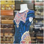 Just Cavalli  Geometric Mini Dress Womens Size Medium Blue Black Motif Photo 5