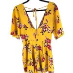 Trixxi  Womens Romper V Neck Tie Back Floral Yellow XS Photo 1