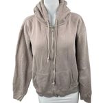 Brandy Melville Women's Beige Taupe Full Zip Hoodie Hooded Sweatshirt Top Size S Photo 0