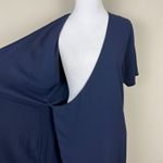 Aritzia Babaton Wallace Wrap Dress Womens Medium Navy Mini Crepe Preppy Dainty Photo 8