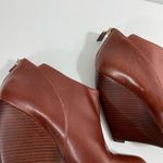 Nine West Womens Lottie Wedge Platform Shoes Zip Up Brown Leather Size 9.5M Photo 6