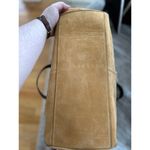 Dooney & Bourke  Mustard Yellow Suede Brown Leather Slouchy Satchel Bag Photo 4