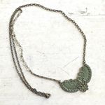 Festoon butterfly green clear beaded silver tone long necklace Photo 0