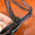 Green Brown Murano Style Glass Teardrop Pendant Necklace‎ Black Ribbon Cord Boho Photo 11