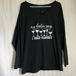 C.O.Z.Y Black Long Sleeve Wine Glasses Graphics T Shirt Women’s Size XL Photo 0