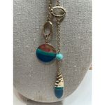 NWT Gold Long Chain Necklace, Turquoise & Teal Accents & Beads & Hammered Gold Photo 4