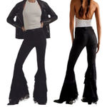 Free People We The Free Mystique Lace Flare Jeans Black Retro Whimsical Sz 28 Photo 4