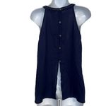 Miss Me  Navy Lace Overlay Chiffon‎ Split Back Button Sleeveless Top EUC Size S Photo 5