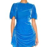 Rhode Pia Draped Velvet Mini Dress In Turquoise Size XS Sleeveless Blue Photo 0