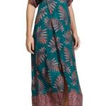 VIX Paula Hermanny Dione Caftan Coverup Faux Wrap Leaves Green Small NWOT Photo 0