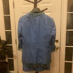 VINTAGE BLEYLE CORNFLOWER BLUE FRINGED 2 PIECE SKIRT SUIT SIZE 8 Size M Photo 7