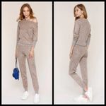 Heartloom 💕💕 Iris Joggers Slim Fit  Fawn Jacquard Leopard Inspired Stitch M NWT Photo 3