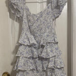 Floral Ruffle Mini Dress Blue Photo 0