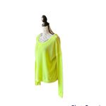 Free People Womens  Neon Yellow Waffle Knit Thermal Pullover Long Sleeve Shirt S Photo 2