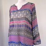 Mossimo Supply Co . Sheer V-Neck Boho Print Blouse Photo 3