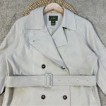 L.L. Bean Women’s Long Trench Coat Classic Double Breasted Belted in Beige SP Gray Size undefined Photo 4