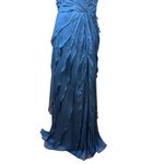 Adrianna Papell Blue Beaded Illusion Neck Tiered Chiffon Gown 4 Elegant Bodice Photo 10