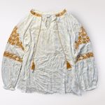 Starling Reine White and Gold Embroidered Boho Micro Mini Dress Size S Photo 0