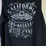 Ocean Pacific OP Tank Top XL Skull Moto Biker‎ Los Angeles Wings Ride Fast Black Photo 0