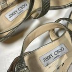 Jimmy Choo  Chiara Glitter Ankle Strap Low Wedge‎ Sandals Womens 8.5 Photo 8