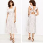 Ann Taylor NEW Victoria Ruffle Midi Dress Size 8 Cutout Back Shimmer Stripe Photo 1