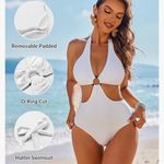 🏷️ One Piece Swimsuits Tummy Control O Ring Cutout High Waisted White Size XL Photo 3