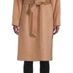 Sofia Cashmere Belted Genuine Shearling Trim Coat NWT 14 Tan Photo 0