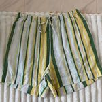 Wonderly  Green and Yellow Striped Women's Shorts Photo 0