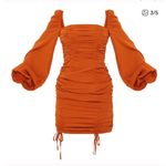 PRETTY LITTLE THING | Burnt Orange Ruched Form Long Sleeve Bodycon Mini Dress, 2 Photo 6