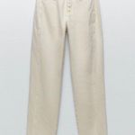 ZARA NWT Z1975 Straight Leg Slit Jeans Ecru Photo 0
