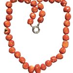Heavy Natural Red Coral Nugget Necklace – Vintage Hand Photo 6