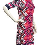 Eliza J  Women’s Sz 4 Geomertric Print Short Sleeve Jersey Knit Shift Dress Dress Photo 1