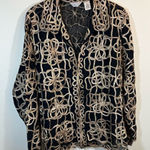 Laura Ashley  Women’s Black Gold Sheer Jacket 1X Photo 0