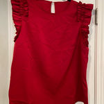 Cupshe NWT Size L Red Ruffle Button Back Cap Sleeve Blouse Photo 0