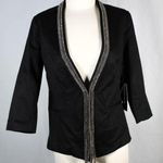Rock & Republic NWT Black Open Cardigan with Rhinestone Sparkle Collar Detail Photo 0