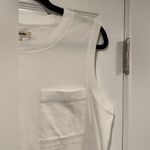 Madewell NWOT Size M White Sleeveless Cotton Muscle Tank Shirt Pocket Split Hem Photo 2
