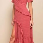 Lulu's Pink Asymmetrical Ruffled Wrap Midi Dress Size XS Photo 1