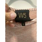 W5  Size Small Brown And White Stripe Button Accent Sleeves‎ Scoop Neck Tee Photo 3