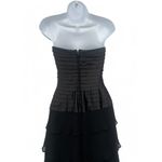 Tadashi Shoji Tadashi | 8 | Satin & Chiffon Long Sleeveless Layered Gown Dress Black Shoji Photo 4