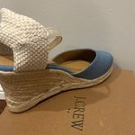 J.Crew Blue Tan Cream Knit Woven Espadrille Platform Wedge Sandals Heels Photo 5
