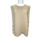 Chico's Beige Taupe Cotton Linen Sweater Vest 3 XL Side Button Layers Preppy Photo 1