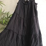 Black tiered overalls suspenders dungarees dress skirt with adjustable tie strap details Size M Photo 2