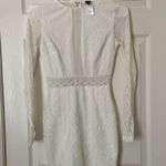 Windsor White Sheer Lacy Long Sleeve Mini Dress Photo 0