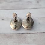 Vintage Clip On Earrings 1 & 1/8" Faceted Butter Yellow Oval Large Statement Photo 3