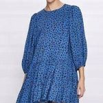 ZARA Blue Leopard Tiered Smock Swing Dress Sz M Photo 0