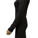 EXPRESS  Black Gold Sparkle Snakeskin Print Long Sleeve Knit Mini Dress Womens S Photo 2