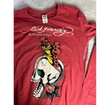 Ed Hardy  Women's XL Red Long Sleeve Crew Neck T-Shirt Tattoo Theme Photo 4