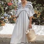 ZARA Kaftn Bead Beaded Sequin Belted Flowy Tribal Print Pattern Striped Dress Photo 5