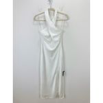 Lulus Beyond Classy White Satin Halter Midi Dress Wedding Bridal Medium NWT Photo 5